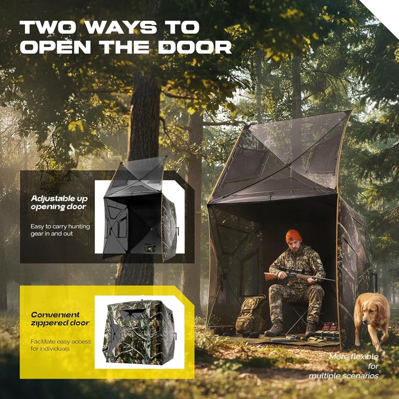 LHUTOR Hunting Blind, 2 Person Pop Up Blinds 360/270 Degree See Through,3-4 Portable Person Hunting Ground Blinds for Deer - Image 4